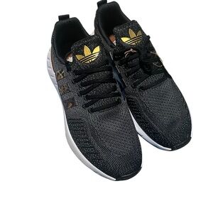 Adidas Women's Black and Gold Sneakers